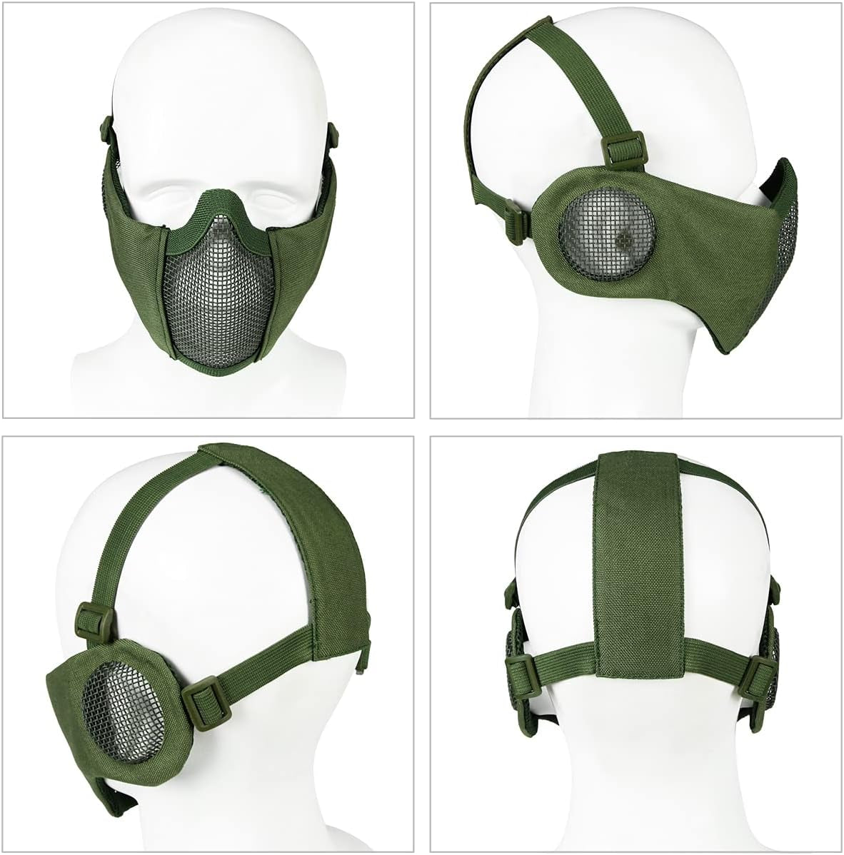 Ultimate Tactical Airsoft Protective Gear Set: Half Face Mesh Mask with Ear Protection & Tactical Goggles for Paintball, CS, Survival Games & Cosplay