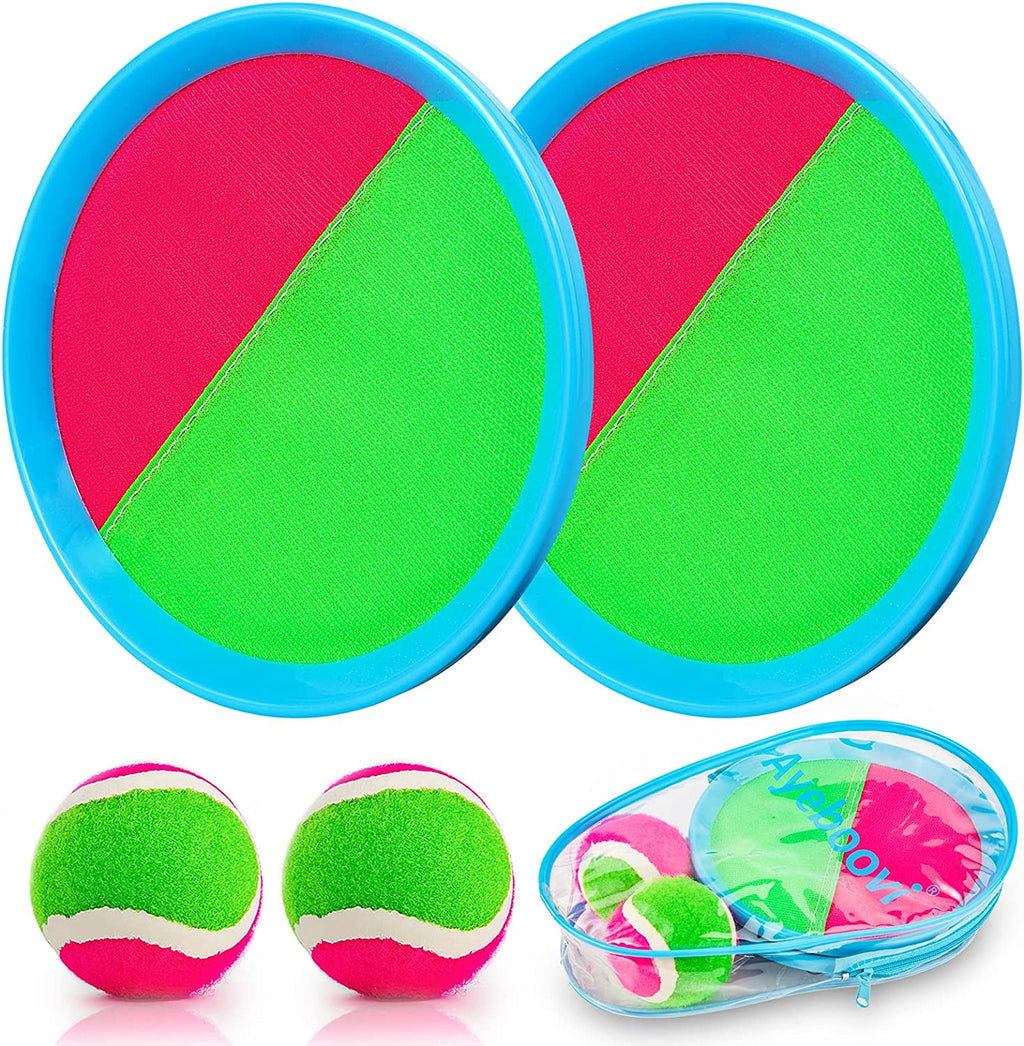 Toss and Catch Ball Game - Fun Outdoor Beach & Pool Toy for Kids Ages 3-12 - Perfect Birthday Gift & Stocking Stuffer (Includes 2 Paddles & 2 Balls)