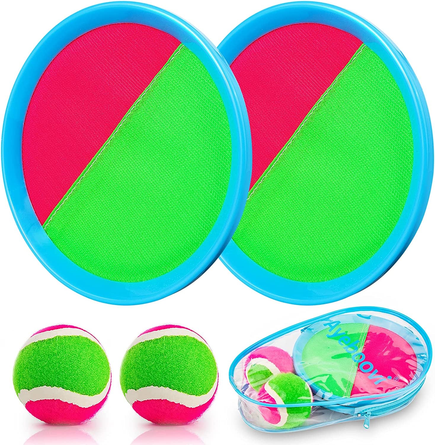 Toss and Catch Ball Game - Fun Outdoor Beach & Pool Toy for Kids Ages 3-12 - Perfect Birthday Gift & Stocking Stuffer (Includes 2 Paddles & 2 Balls)